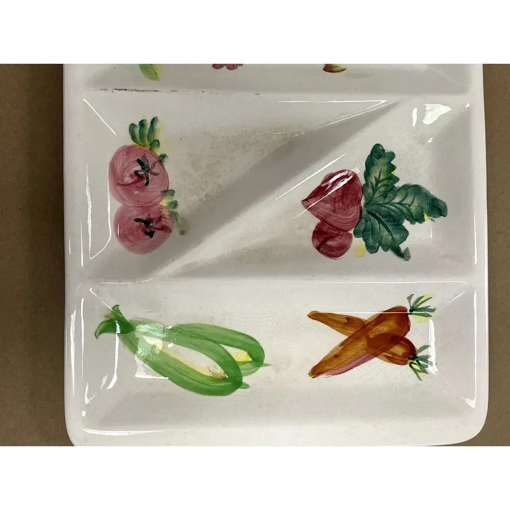 Vintage Ceramic Lunch‎ Platter, Japan, Handpainted Vegetables 11.25